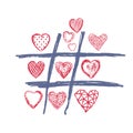 Tic tac toe, love doodle heart, valentines day