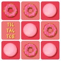 Tic-Tac-Toe of macaron and donut