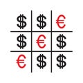 Tic-tac-toe money concept Royalty Free Stock Photo