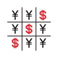 Tic-tac-toe money concept Royalty Free Stock Photo