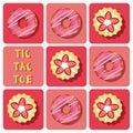 Tic-Tac-Toe of strawberry tart and donut