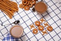 Tic tac toe using biscuits. Selective focus.