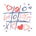 Tic tac toe, valentines day love background