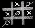 Tic Tac Toe , XO game competition challenge on black board background Royalty Free Stock Photo
