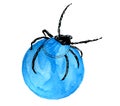 Tick on the blue ball, earth ink hand drawing