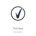 Tick box icon vector. Trendy flat tick box icon from user interface collection isolated on white background. Vector illustration Royalty Free Stock Photo