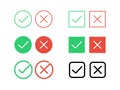 Tick check mark and decline cross vector icons for internet buttons Royalty Free Stock Photo