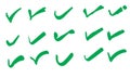 Tick checkmark, green approval check mark doodle handdrawn style