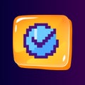 Tick in circle glossy ui button with pixelated color icon Royalty Free Stock Photo