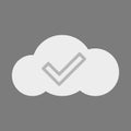 Tick in the cloud vector. Cloud service tick. Vector icon of a check mark on a gray background in a white cloud vector Royalty Free Stock Photo