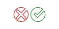 Tick and cross. Checkmark line icon set. Tick and cross buttons. Check mark icon set. Line art style. Vector graphic