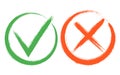 Tick and Cross sign elements. vector buttons for vote, election choice, check marks, approval signs design.