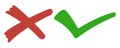 Tick and cross signs. False and true, right and wrong. Correct and incorrect, accept and reject. Green tick OK and red X