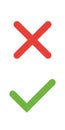 Tick and cross signs. Green checkmark OK and red X icons, isolated on white background. Simple marks graphic design Royalty Free Stock Photo