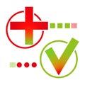 Tick and cross signs. Green checkmark and red cross icons Royalty Free Stock Photo