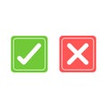 Tick and cross signs. Green checkmark and red X isolated icons. Royalty Free Stock Photo