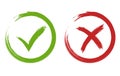 Tick and cross signs. Green and red checkmark vector Royalty Free Stock Photo