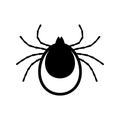 Tick icon vector. Mite sign isolated on white background. Encephalitis skin parasite silhouette.