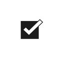 Tick icon vector symbol, checkmark isolated, checked icon or correct choice sign, check box mark or checkbox square