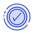 Tick, Interface, User Blue Dotted Line Line Icon