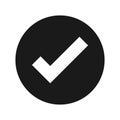 Tick mark icon flat black round button vector illustration Royalty Free Stock Photo