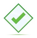 Tick mark icon modern abstract green diamond button Royalty Free Stock Photo