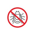 Tick parasite warning sign line icon. Epidemic. Human mite parasite. Mite parasites. Vector