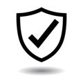 Tick shield security icon black and white