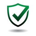 Tick shield security icon on white Royalty Free Stock Photo