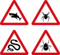 Tick, snake, shark and spider warning signs