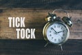 Tick tock day concept. golden alarm clock Royalty Free Stock Photo