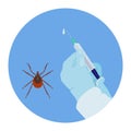 Tick vaccination. Prevention of infections transmitted by parasites. Vector illustration