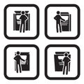 Ticket or ATM machine icon in four variations