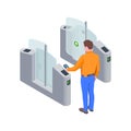 Ticket Barrier Isometric Composition Royalty Free Stock Photo