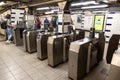 Ticket barrier - turnstile gates at Baker street underground station in London, UK Royalty Free Stock Photo