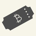 Ticket bitcoin solid icon. Crypto ticket vector illustration isolated on white. Cryptocurrency glyph style design Royalty Free Stock Photo