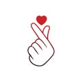 Korean Finger Heart `I Love You` Hangul Vector illustration. Korean symbol hand heart, a message of love hand gesture. Sign icon s Royalty Free Stock Photo