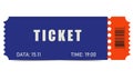 Ticket blue. theatre, cinema, circus, event, exhibition, Royalty Free Stock Photo