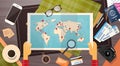 Ticket Boarding Pass Travel Document Hands Hold World Map With Pins Vacation Concept Royalty Free Stock Photo