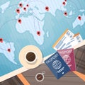Ticket Boarding Pass Travel Document World Map With Pins Vacation Concept Royalty Free Stock Photo