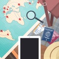 Ticket Boarding Pass Travel Document World Map With Pins Vacation Concept Royalty Free Stock Photo