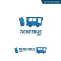 Ticket Bus logo, fun and playful bus ticketing website logo icon symbol in cartoon style Royalty Free Stock Photo