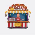 Ticket cart or booth in carnival festival. vintage and retro sty