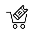 Ticket cart icon vector. Isolated contour symbol illustration