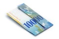 Ticket CHF 100 folded (10'000 CHF) Royalty Free Stock Photo
