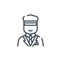 ticket collector icon vector from public transportation concept. Thin line illustration of ticket collector editable stroke.