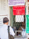 Ticket counter at railway station in Yangon, Myanmar