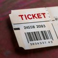 Ticket with details like an event name, date, and barcode symbolizing entry, access, and admission Royalty Free Stock Photo