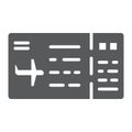 Ticket glyph icon, pass and tourism, plane ticket sign, vector graphics, a solid pattern on a white background.