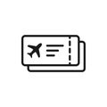 Ticket icon on background. vector illustration. Vector airplane simple flat line style Royalty Free Stock Photo